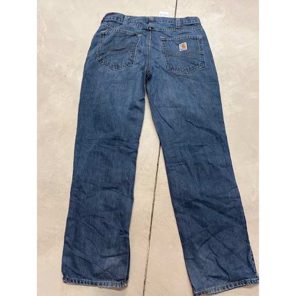 Carhartt Relaxed Fit Men's Blue Denim Jeans 32x32 Workwear Distressed - Picture 2 of 4